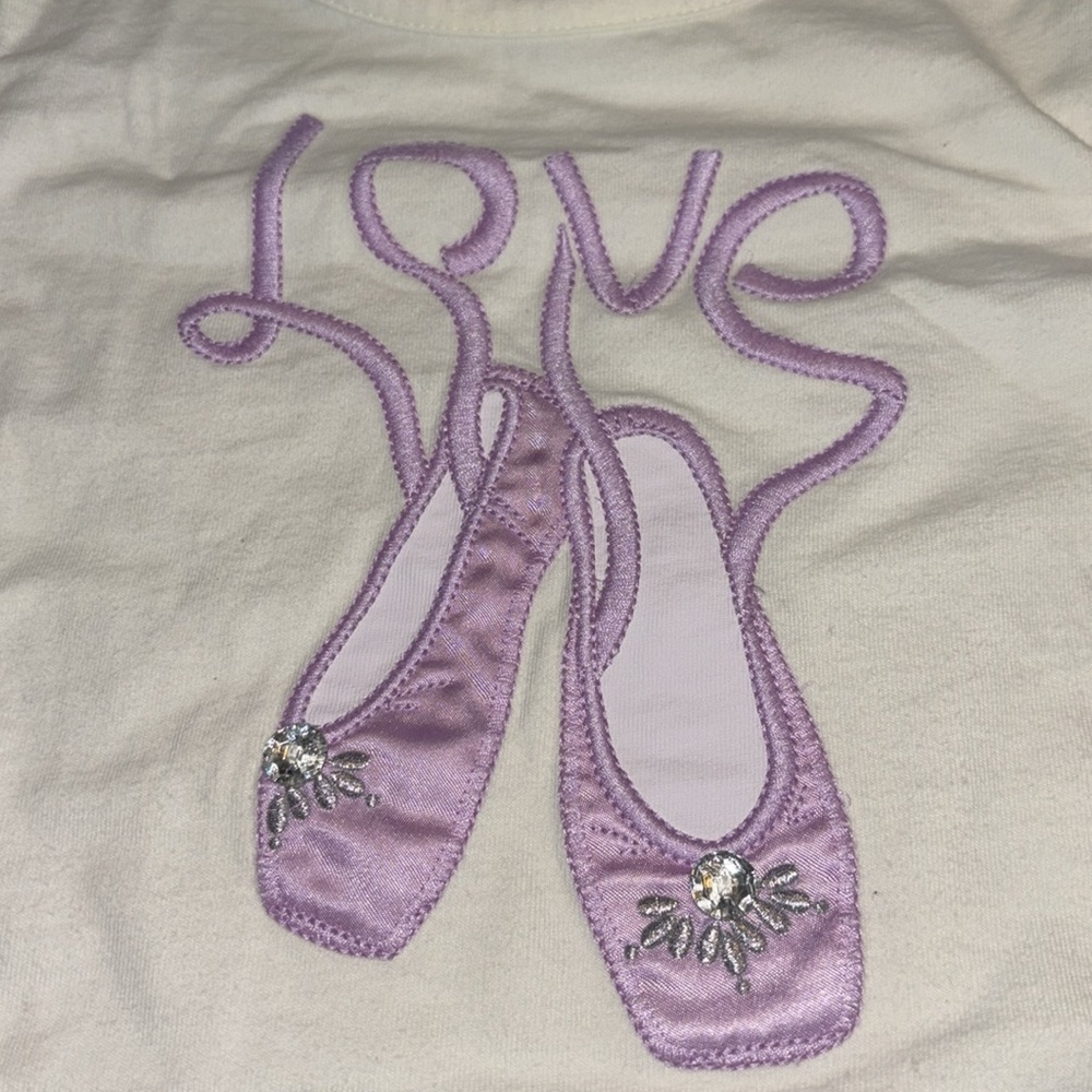 Gymboree Girl Ivory with Purple Love Pointe Shoes Gem Top Size 8 - Picture 2 of 8